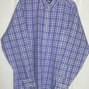 Izod Men's Blue and White Plaid Shirt
